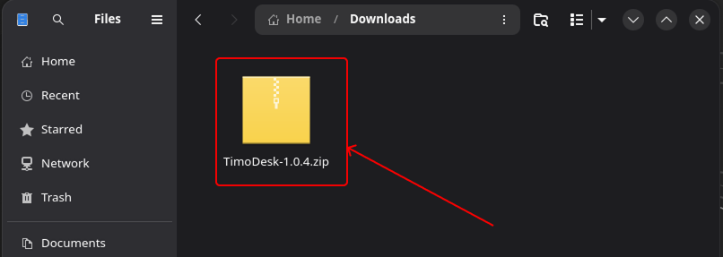 Downloaded TimoDesk ZIP file