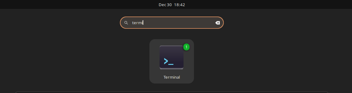 Open the terminal from the app search