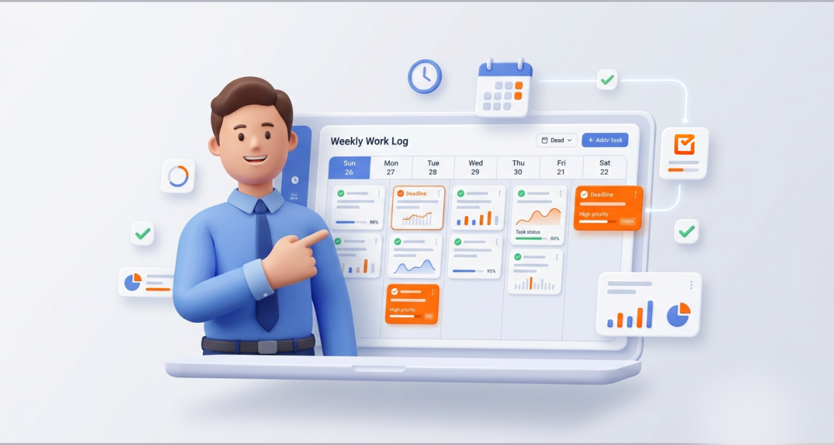 TimoDesk Weekly Work Log: Simple Task Tracking for Managers