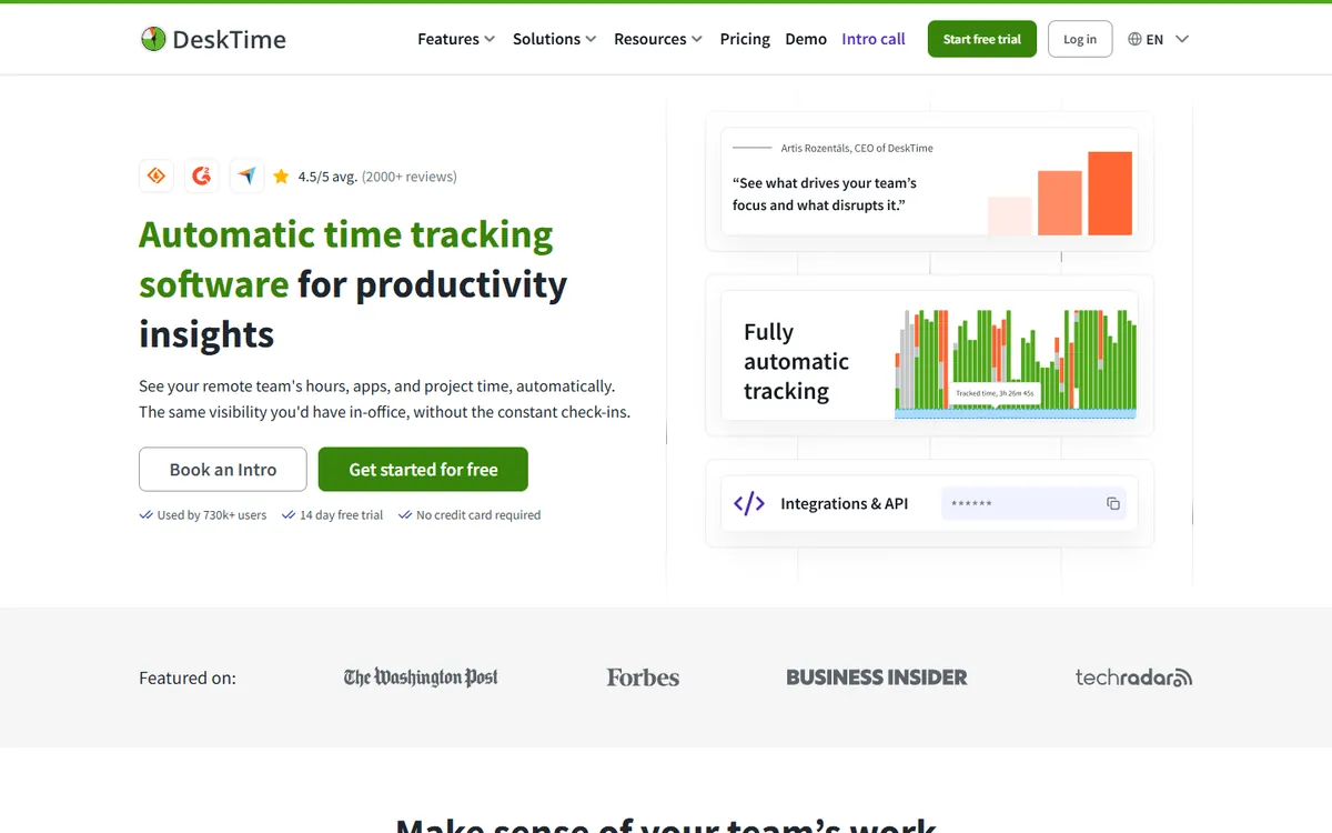DeskTime home page