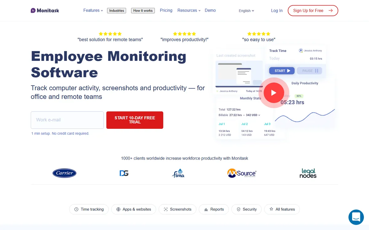 Monitask home page