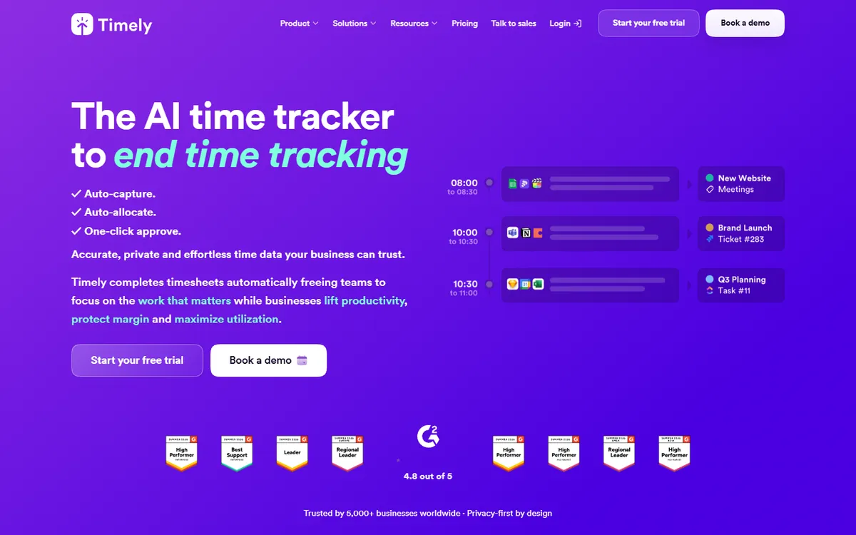 Timely home page