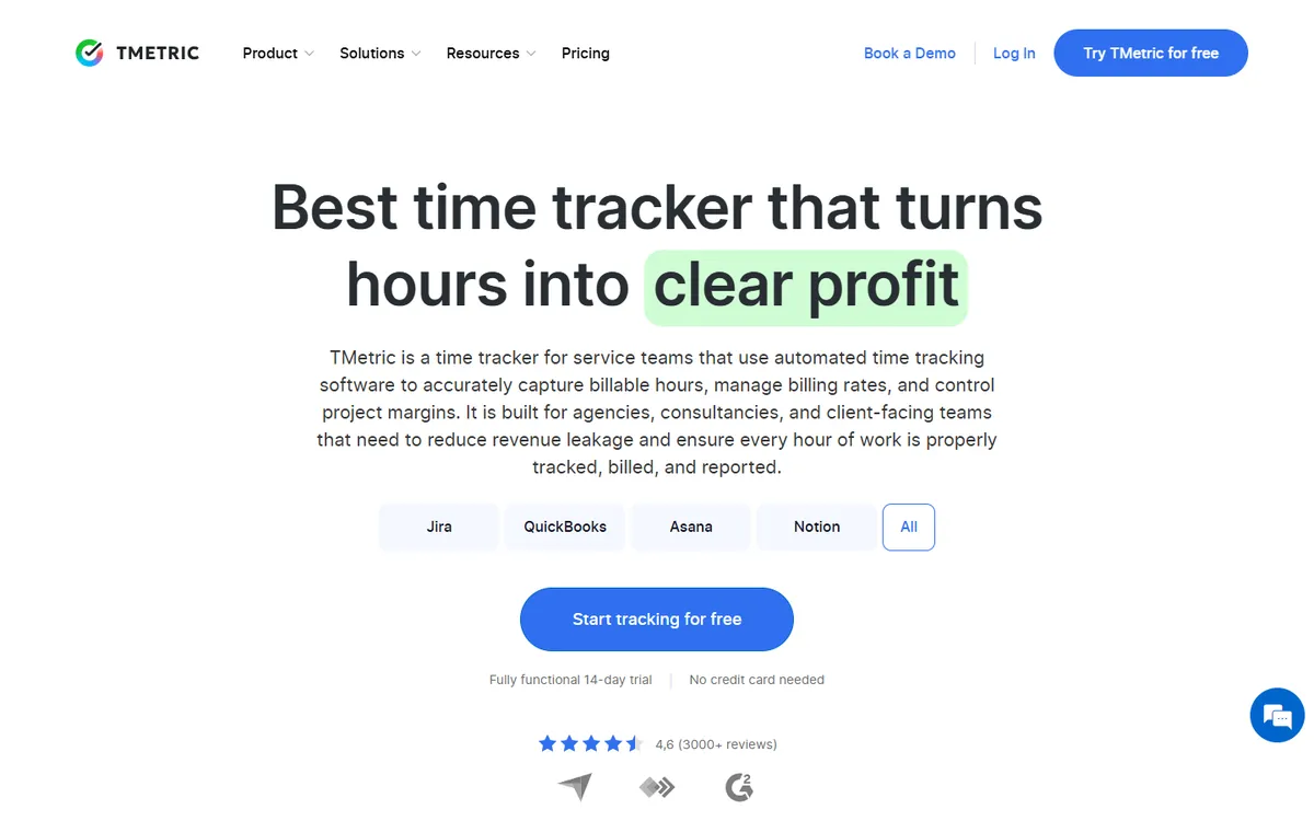 TMetric home page